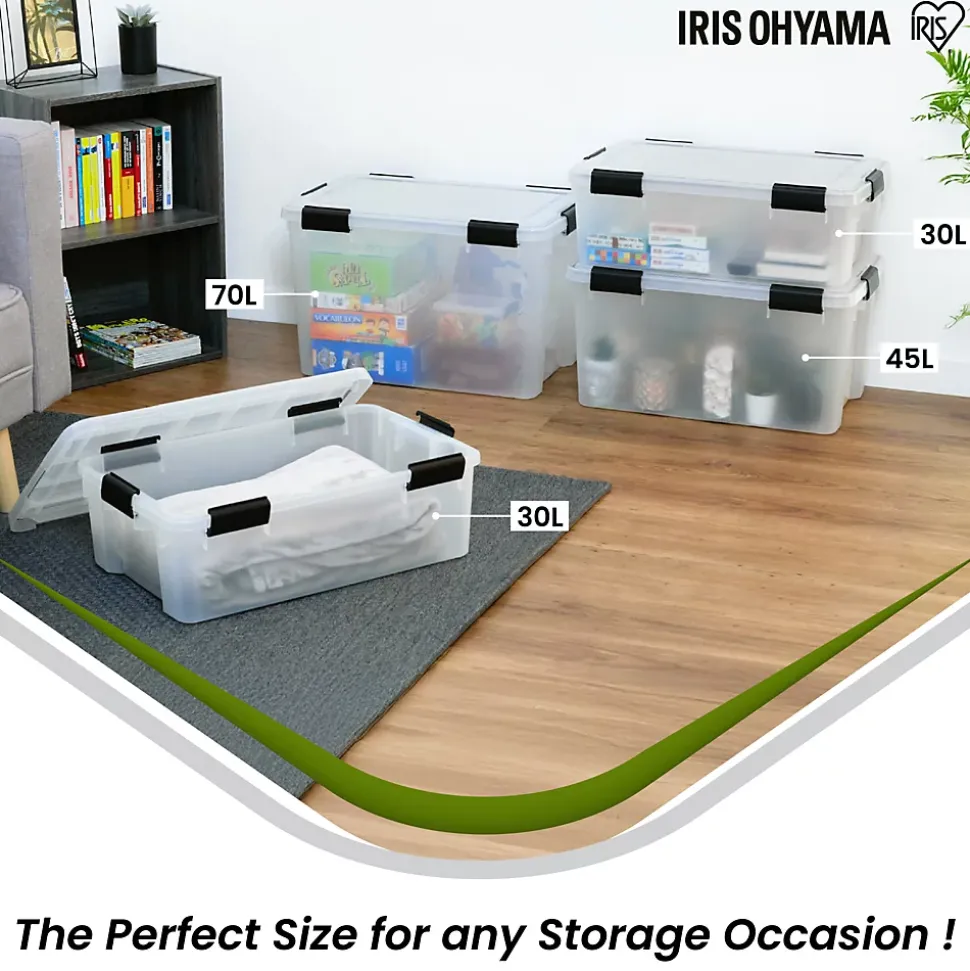 Iris Ohyama, Boite Rangement Hermétique Plastique, 70L, Unité, Transparent, WSB-70