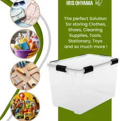 Iris Ohyama, Boite Rangement Hermétique Plastique, 70L, Unité, Transparent, WSB-70