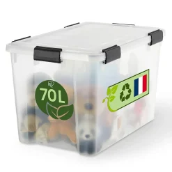 Iris Ohyama, Boite Rangement Hermétique Plastique, 70L, Unité, Transparent, WSB-70