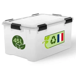 Iris Ohyama, Boite Rangement Hermétique Plastique, 45L, Unité, Transparent, WSB-45