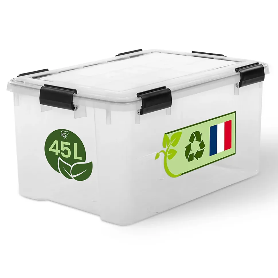 Iris Ohyama, Boite Rangement Hermétique Plastique, 45L, Unité, Transparent, WSB-45