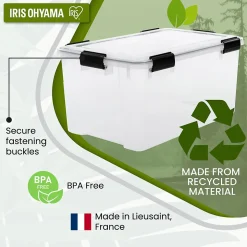 Iris Ohyama, Boite Rangement Hermétique Plastique, 45L, Unité, Transparent, WSB-45