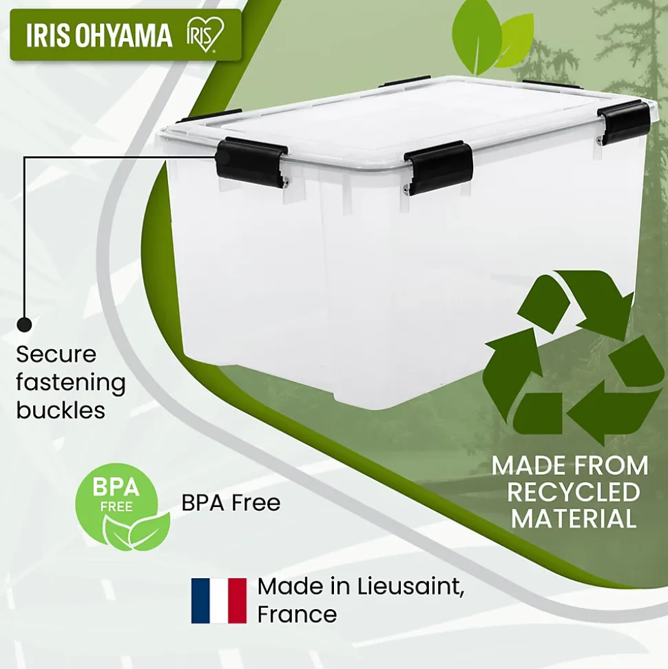 Iris Ohyama, Boite Rangement Hermétique Plastique, 45L, Lot de 4, Transparent, WSB-45