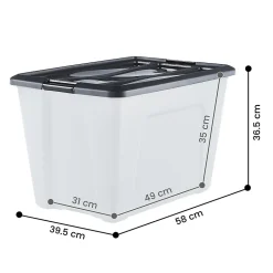Iris Ohyama, Boites de Rangement Plastique avec Couvercle, 60L, Lot de 4, Noir, NTB-60