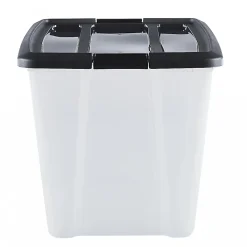 Iris Ohyama, Boites de Rangement Plastique avec Couvercle, 60L, Lot de 4, Noir, NTB-60
