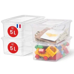 Iris Ohyama, Boites de Rangement Plastique Multi-Usages, 16L, Lot de 3, Transparent, CNL-16E