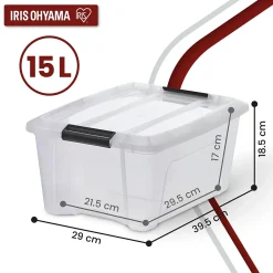 Iris Ohyama, Boitess de Rangement Plastique recyclé avec Couvercle, 15L, Lot de 4, Transparent, NTB-15