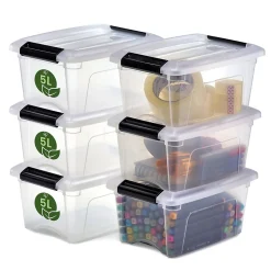 Iris Ohyama, Boitess de Rangement Plastique recyclé avec Couvercle, 15L, Lot de 4, Transparent, NTB-15