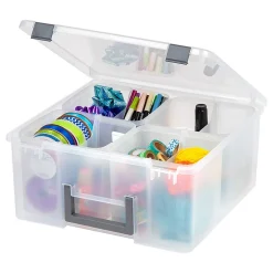 Iris Ohyama, Boîte de Rangement Loisirs plastique, 25L, 4 compartiments, Transparent DCB-4