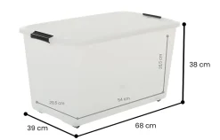 Iris Ohyama, Boîtes de rangement plastique sur roulette, 70L, Lot de 4, Noir, TBR-70