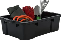 Iris Ohyama, Boîtes de Rangement Garage plastique, 25L, Lot de 3, Noir, SK-230