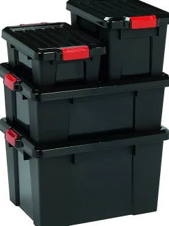 Iris Ohyama, Boîtes de Rangement Garage plastique, 21L, Lot de 3, Noir, SK-210