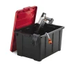 Iris Ohyama, Caisse Rangement Plastique avec Couvercle Robuste, 68L, Lot de 3, Rouge, DDSKT-700