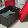 Iris Ohyama, Caisse Rangement avec Couvercle Robuste, 50L, Lot de 3, Rouge, DDSKT-450