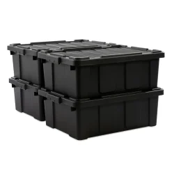 Iris Ohyama, Caisse Rangement avec Couvercle Robuste, 43L, Lot de 4, Noir, DDSKT-430