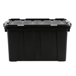 Iris Ohyama, Caisse Rangement avec Couvercle Robuste, 50L, Lot de 3, Noir, DDSKT-450