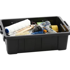 Iris Ohyama, Caisse Rangement avec Couvercle Robuste, 25L, Lot de 6, Noir, DDSKT-230