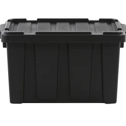 Iris Ohyama, Caisse Rangement avec Couvercle Robuste, 21L, Lot de 4, Noir, DDSKT-210
