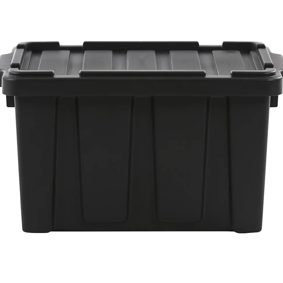 Iris Ohyama, Caisse Rangement avec Couvercle Robuste, 21L, Lot de 4, Noir, DDSKT-210