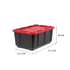 Iris Ohyama, Caisse Rangement avec Couvercle Robuste, 100L, Lot de 3, Noir, UTB-27