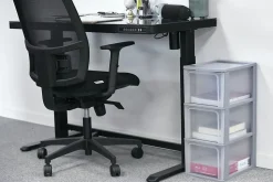 Iris Ohyama, Caisson de rangement plastique A4, 3 Grands Tiroirs, Gris, OCH-2300