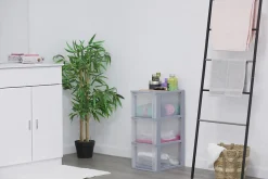 Iris Ohyama, Caisson de rangement plastique A4, 3 Grands Tiroirs, Gris, OCH-2300