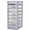Iris Ohyama, Caisson de rangement plastique A4, 8 Petits Tiroris, Gris, OCH-2080