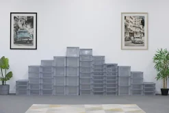 Iris Ohyama, Caisson de rangement plastique A4, 3 Petits Tiroirs, Gris, OCH-2030
