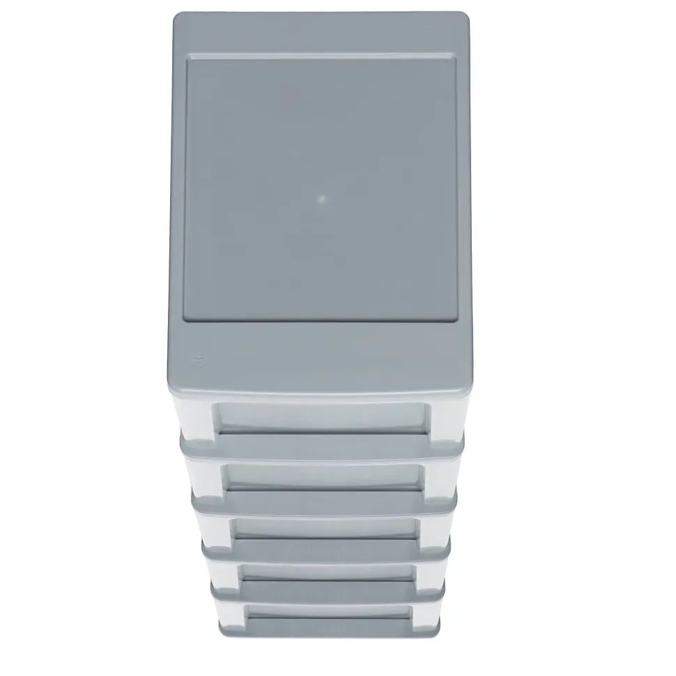 Iris Ohyama, Caisson de rangement plastique A4, 5 Grands Tiroirs, Gris, OCH-2500