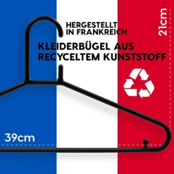 Iris Ohyama, Cintres plastique, Lot de 30 cintres pour vêtements, Noir, Sans BPA, Placards, Epais, Résistants, CHM-39