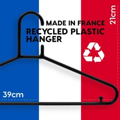Iris Ohyama, Cintres plastique, Lot de 30 cintres pour vêtements, Noir, Sans BPA, Placards, Epais, Résistants, CHM-39