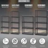 Iris Ohyama, Etagere Plastique de Rangement Résistante, Capacité de 120 kg, 4 étages, Etagere Garage, Cuisine, PRS-L4, Noir
