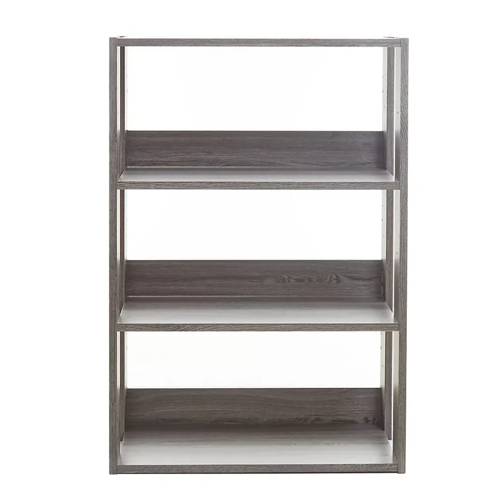Iris Ohyama, Etagère de rangement 4 niveaux, ajustables, OWR-600, L29.3 x P60 x H87.9cm, Chêne gris