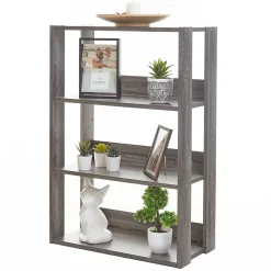 Iris Ohyama, Etagère de rangement 4 niveaux, ajustables, OWR-600, L29.3 x P60 x H87.9cm, Chêne gris