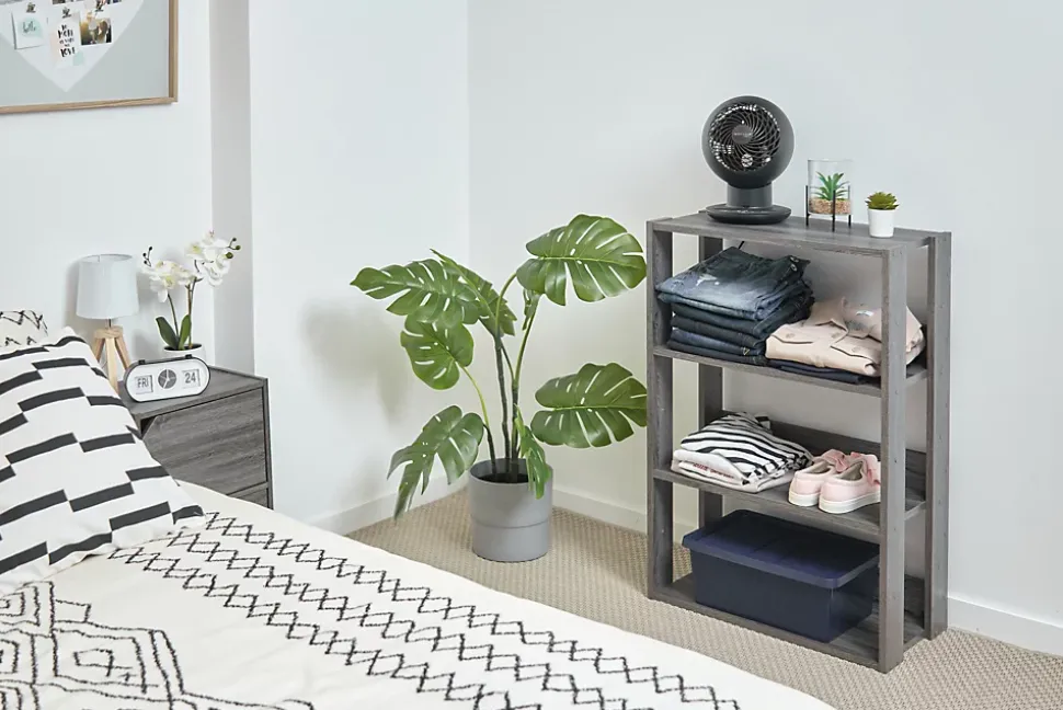 Iris Ohyama, Etagère de rangement 4 niveaux, ajustables, OWR-600, L29.3 x P60 x H87.9cm, Chêne gris