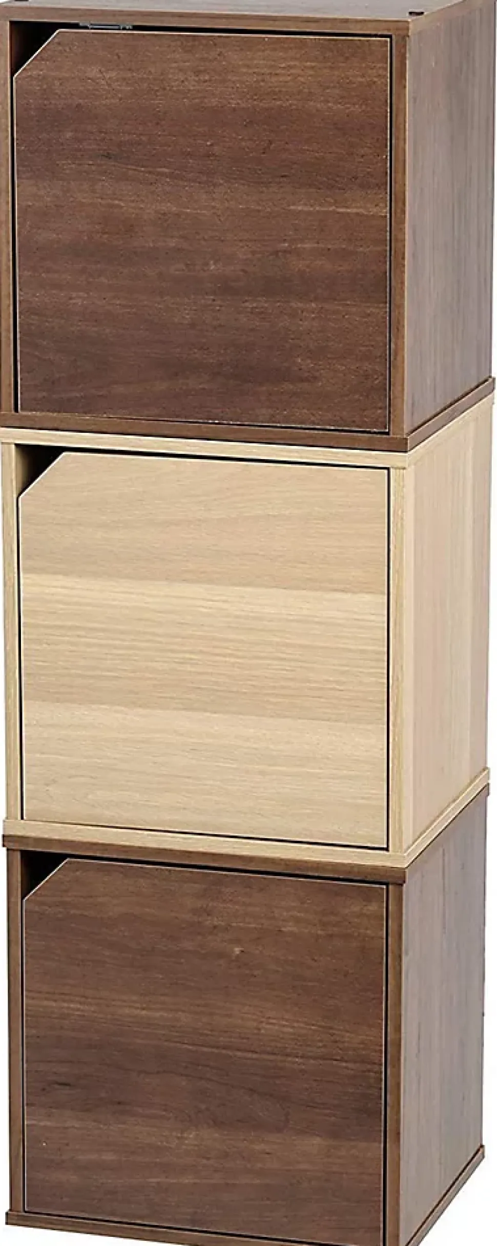 Iris Ohyama, Etagère de rangement, Meuble d'appoint, avec clips, Empilable, QR-34D- Marron, L29 x P34.4 x H34.4 cm