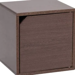 Iris Ohyama, Etagère de rangement, Meuble d'appoint, avec clips, Empilable, QR-34D- Marron, L29 x P34.4 x H34.4 cm