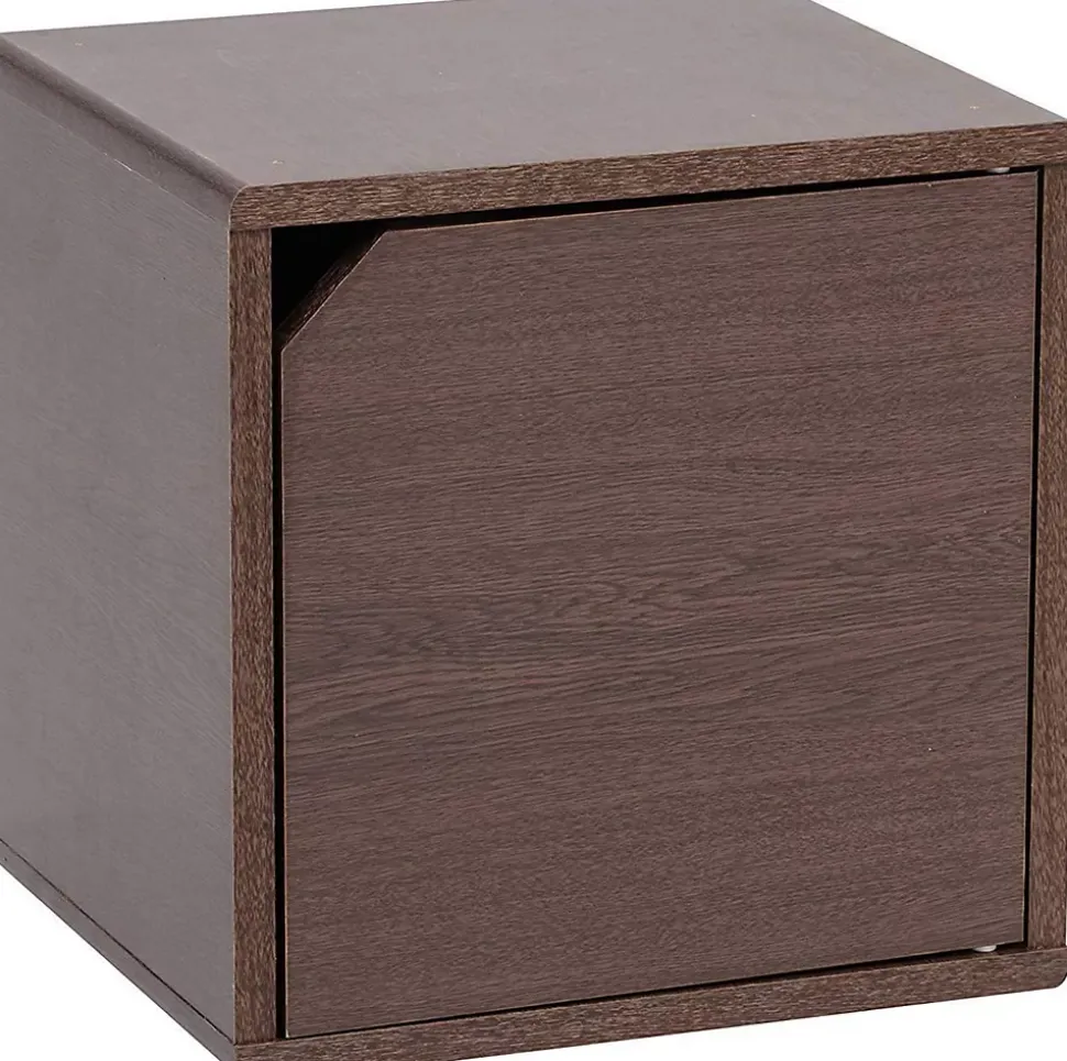 Iris Ohyama, Etagère de rangement, Meuble d'appoint, avec clips, Empilable, QR-34D- Marron, L29 x P34.4 x H34.4 cm