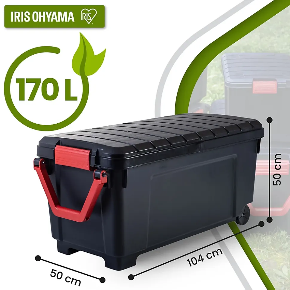 Iris Ohyama, Grande Malle de Rangement plastiques résistante, 170L, Unité, Noir, SIA-1000
