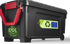 Iris Ohyama, Grande Malle de Rangement plastiques résistante, 170L, Unité, Noir, SIA-1000