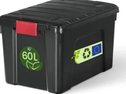 Iris Ohyama, Malle de Rangement plastiques résistante, 60L, Unité, Noir, SIA-60