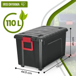 Iris Ohyama, Malle de Rangement plastiques résistante, 110L, Unité, Noir, SIA-110