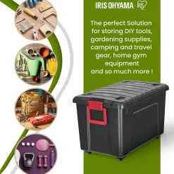 Iris Ohyama, Malle de Rangement plastiques résistante, 110L, Unité, Noir, SIA-110