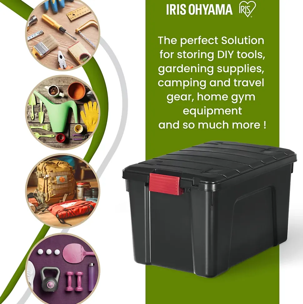 Iris Ohyama, Malles de Rangement plastiques résistante, 60L, Lot de 3, Noir, SIA-60