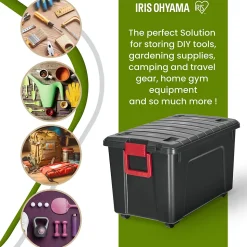 Iris Ohyama, Malles de Rangement plastiques résistante, 110L, Lot de 2, Noir, SIA-110