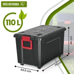 Iris Ohyama, Malles de Rangement plastiques résistante, 110L, Lot de 2, Noir, SIA-110