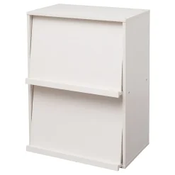 Iris Ohyama, Meuble, Bibliothèque, étagère de rangement avec 2 portes, CHR-2, Chêne Blanc, L40.9 x P59 x H83.6 cm