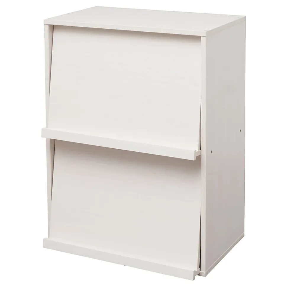 Iris Ohyama, Meuble, Bibliothèque, étagère de rangement avec 2 portes, CHR-2, Chêne Blanc, L40.9 x P59 x H83.6 cm