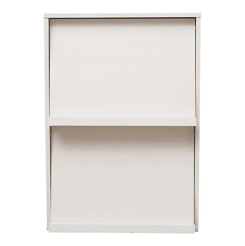 Iris Ohyama, Meuble, Bibliothèque, étagère de rangement avec 2 portes, CHR-2, Chêne Blanc, L40.9 x P59 x H83.6 cm
