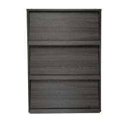 Iris Ohyama, Meuble, Bibliothèque, étagère de rangement avec 3 portes, CHR-3, Chêne Gris, L40.9 x P59 x H83.6 cm